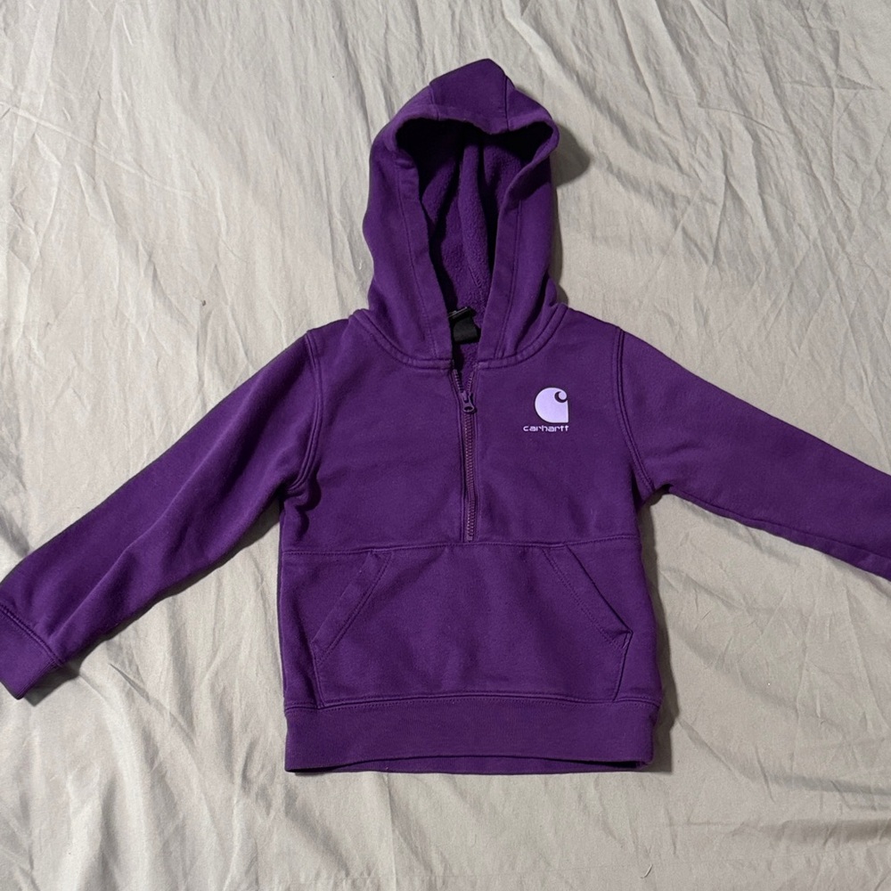 Carhartt Kids Purple Half-Zip Hooded Sweatshirt